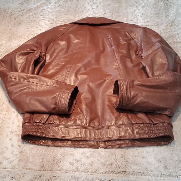 Vintage Montgomery Ward Leather Bomber Jacket Size 42 or Medium 46 Inch Chest - Picture 8 of 8